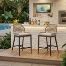 PURPLE LEAF Outdoor Bar Stools Wicker Rattan Bar Stools with Back Aluminum Outside Garden Patio Bar Chairs