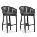 Purple Leaf Counter Bar Stools Chair Set of 2, Modern Aluminum Wicker Bar Chair Indoor and Outdoor