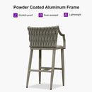 PURPLE LEAF Outdoor Bar Stool Set of 2 Aluminum Frame Bar Chair with Cushion and Back Kitchen Island Bar Stools
