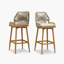 PURPLE LEAF Outdoor Swivel Counter Height Bar Stools Set of 2 Patio 360° Rotating All-Weather Wicker Stools with Back and Cushion for Outside Backyard Kitchen Bistro Garden Bar