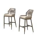 Clearance - PURPLE LEAF Patio Sunbrella Bar Stools Rattan Bar Aluminum Bar Stool Outdoor Barstools with Back and Cushion for Garden Kitchen Island