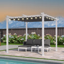 PURPLE LEAF Outdoor Retractable Pergola with Double Sun Shade Canopy White Heavy-Duty Aluminum Pergola Patio Modern Pergola With Lights