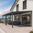 PURPLE LEAF Lean to Gazebo Metal Roof Patio Cover Built-in Drain Slots Wall Mounted Gazebo for Outdoor Extension