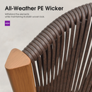 PURPLE LEAF Outdoor Bar Stools with Back, Iron Rattan Patio Bar Chairs with embedded Cushion, Garden Outside Bar Stools