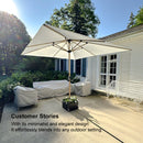 PURPLE LEAF Patio Market Umbrella Aluminum Outdoor Table Umbrella with Wood Color