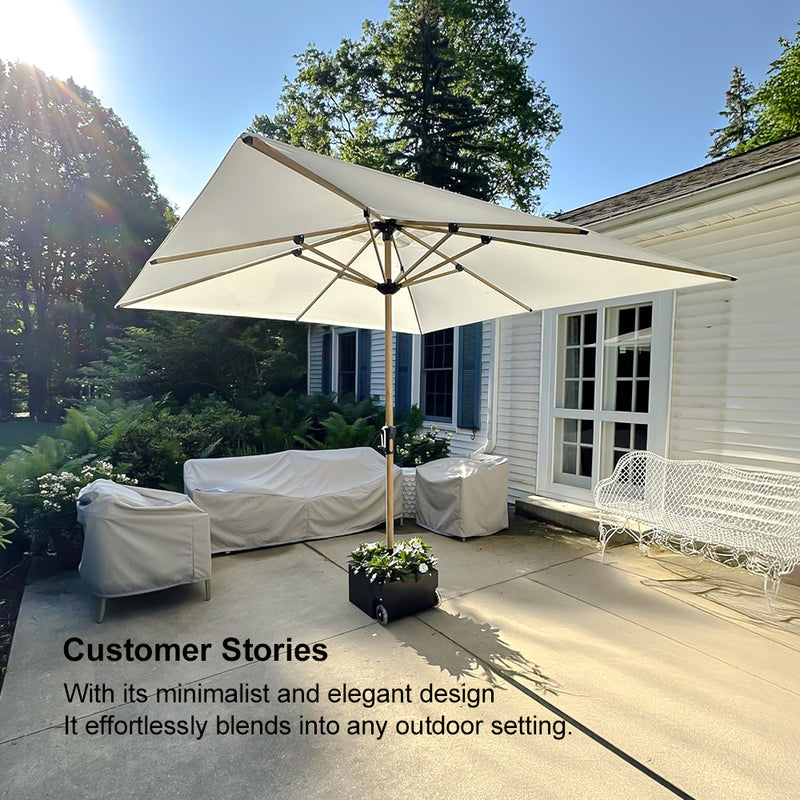 PURPLE LEAF Patio Market Umbrella Aluminum Outdoor Table Umbrella with Wood Color
