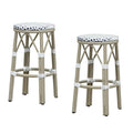 PURPLE LEAF Patio Round Bar Stools Set of 2 Outdoor Backless Barstools Woven Rattan Bar Chair  for Indoor Kitchen Island Bistros Cafe Restaurant