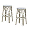 PURPLE LEAF Patio Round Bar Stools Set of 2 Outdoor Backless Barstools Woven Rattan Bar Chair  for Indoor Kitchen Island Bistros Cafe Restaurant