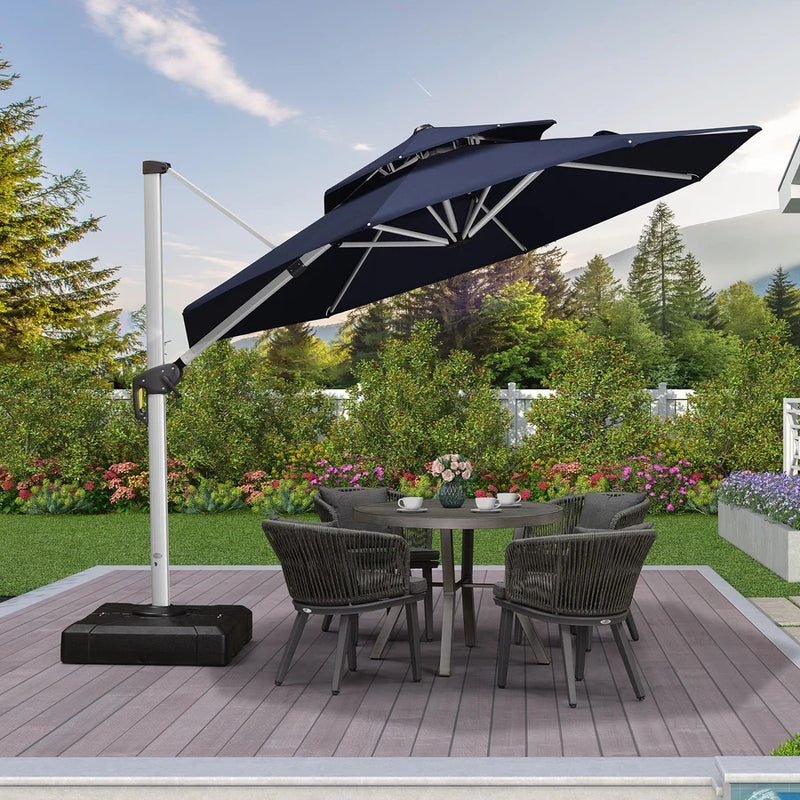 PURPLE LEAF Round Cantilever Patio Umbrella Heavy Duty Umbrella for Porch Garden Pool