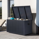 PURPLE LEAF Galvanized Steel Outdoor Deck Box with Wheels, Gray