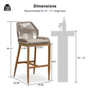 Clearance - PURPLE LEAF Patio Sunbrella Bar Stools Rattan Bar Aluminum Bar Stool Outdoor Barstools with Back and Cushion for Garden Kitchen Island