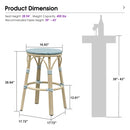 PURPLE LEAF Patio French Round Counter Stool Set of 2 Rattan Backless Stackable Barstools Aluminum Frame Footrest with Woven Wicker for Outdoor Kitchen Yard