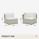 PURPLE LEAF Griffin L-shaped Patio Conversation Set White with Cushion Pillows Ottoman and Premium Leather for Patio Balcony