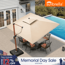 PURPLE LEAF SUNBRELLA Cantilever Umbrella Deluxe Wood Pattern Patio Umbrella
