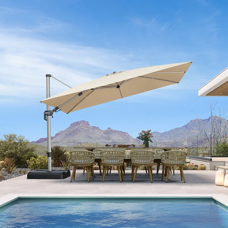 PURPLE LEAF Deluxe Left-Right Tilting Patio Umbrella Outdoor Swivel Cantilever Umbrellas