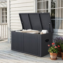 PURPLE LEAF Galvanized Steel Outdoor Deck Box with Wheels, Gray