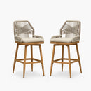 PURPLE LEAF Outdoor Swivel Counter Height Bar Stools Set of 2 Patio 360° Rotating All-Weather Wicker Stools with Back and Cushion for Outside Backyard Kitchen Bistro Garden Bar