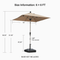 PURPLE LEAF Deluxe Aluminum Market Umbrella, Outdoor Table Umbrella for Patio, Porch