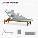 PURPLE LEAF Outdoor Teak Chaise Lounge Chair, Wood Grain Aluminum Outdoor Pool Lounge Chairs with Adjustable Backrest, Breathable Recliner for Patio, Poolside, Garden
