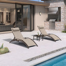 PURPLE LEAF Outdoor Chaise Lounge Chair  Patio Pool Lounger Bronze Aluminum Chairs with Side Table Adjustable Tanning Recliner for Outside Backyard Yard Deck Balcony Beach