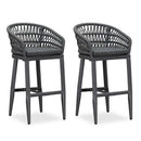 PURPLR LEAF Bar Stools Chair Set of 2, Rattan and Aluminum Frame with Comfortable Cushion