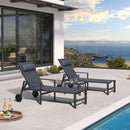 PURPLE LEAF Outdoor Lounge Chair Patio Chaise Pool Lounger Aluminum Frame with Side Table and Wheels for Outside Sunbathing Tanning Recliner Including Pillows
