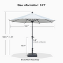 Clearance - PURPLE LEAF OPEN BOX Crank and Tilt Outdoor Patio Market Umbrella with Visible Hand Crank System