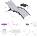 PURPLE LEAF Patio Chaise Lounge Set Outdoor Beach Pool Sunbathing Lawn Lounger Recliner Chair Outside Chairs with Side Table Included