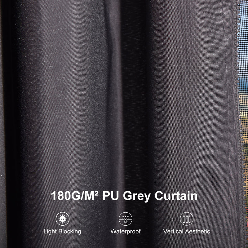 PURPLE LEAF Patio Hardtop Gazebo for Outdoor Grey Galvanized Steel Double Roof White Aluminum Poles with Curtains and String Lights-clear