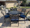 PURPLE LEAF Cast Aluminum Patio Dining Armchairs and Round Table | Rhombus and Square Lattice Designs