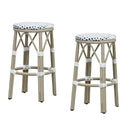 PURPLE LEAF Patio Round Bar Stools Set of 2 Outdoor Backless Barstools Woven Rattan Bar Chair  for Indoor Kitchen Island Bistros Cafe Restaurant