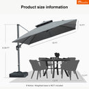 Clearance - PURPLE LEAF OPEN BOX SUNBRELLA Cantilever Umbrella Grey Aluminum Patio Umbrella