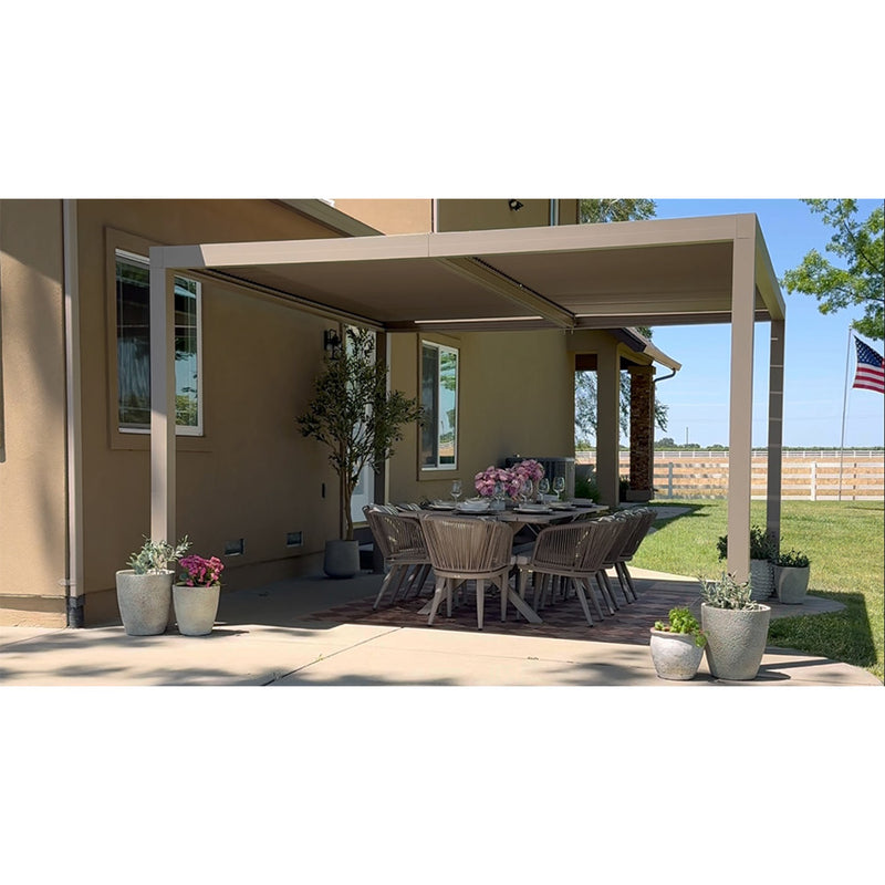 PURPLE LEAF Louvered Pergola Modern Champagne Pergola with Adjustable Roof for Deck Backyard Garden