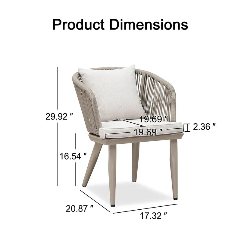 PURPLE LEAF 2 Pieces Patio Dining Chair Set All-Weather Wicker Dining Chair Aluminum Bistro Set with Cushions and Pillows for Garden Deck Kitchen