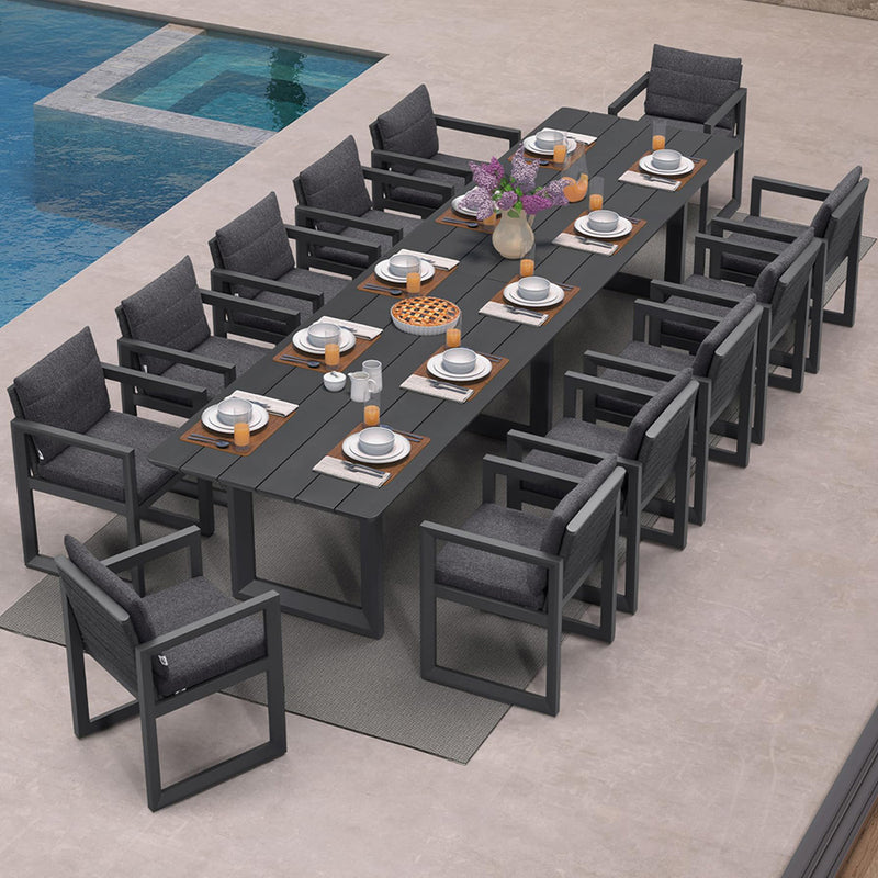 PURPLE LEAF Caesar Outdoor Dining Set Aluminum Luxury Patio Furniture Table and Chairs Set with Olifen Removable Thick Cushion and Pillow Patio Dining Sets for Garden Deck