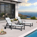 PURPLE LEAF Outdoor Lounge Chair Patio Chaise Pool Lounger Aluminum Frame with Side Table and Wheels for Outside Sunbathing Tanning Recliner Including Pillows