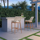 OPEN BOX I PURPLE LEAF 2 Set Outdoor Bar Stool Chair Set, Modern Counter Height Bar Stool, Cushion Included