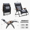 PURPLE LEAF Outdoor Reclining Chair Patio Zero Gravity Chaise Lounge Folding Chair with Quilted Cushion Adjustable Headrest for Lawn Camping Beach Pool