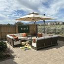 PURPLE LEAF Caesar L-shaped Patio Conversation Set with Bronze Cushion Pillows and Ottoman Couch for Backyard Porch