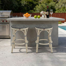 PURPLE LEAF Patio French Round Counter Stool Set of 2 Rattan Backless Stackable Barstools Aluminum Frame Footrest with Woven Wicker for Outdoor Kitchen Yard