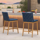 PURPLE LEAF Outdoor Counter Height Stools Set of 2, PU Leather Patio Bar Set with Aluminum Frame, Bar Chairs for Poolside, Garden, Kitchen Island