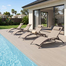 PURPLE LEAF Outdoor Chaise Lounge Chair  Patio Pool Lounger Bronze Aluminum Chairs with Side Table Adjustable Tanning Recliner for Outside Backyard Yard Deck Balcony Beach