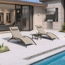 PURPLE LEAF Outdoor Chaise Lounge Chair  Patio Pool Lounger Bronze Aluminum Chairs with Side Table Adjustable Tanning Recliner for Outside Backyard Yard Deck Balcony Beach