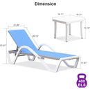 PURPLE LEAF Patio Chaise Lounge Chair Outdoor Plastic Textilene Sun Bathing Recliner Tanning Pool Lounger with 6 Adjustable Position for Outside Beach in-Pool Lawn Poolside