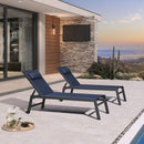 PURPLE LEAF Outdoor Lounge Chair Patio Chaise Pool Lounger Aluminum Frame with Side Table and Wheels for Outside Sunbathing Tanning Recliner Including Pillows