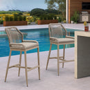 Clearance - PURPLE LEAF Patio Sunbrella Bar Stools Rattan Bar Aluminum Bar Stool Outdoor Barstools with Back and Cushion for Garden Kitchen Island