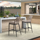 OPEN BOX I PURPLE LEAF 2 Set Outdoor Bar Stool Chair Set, Modern Counter Height Bar Stool, Cushion Included