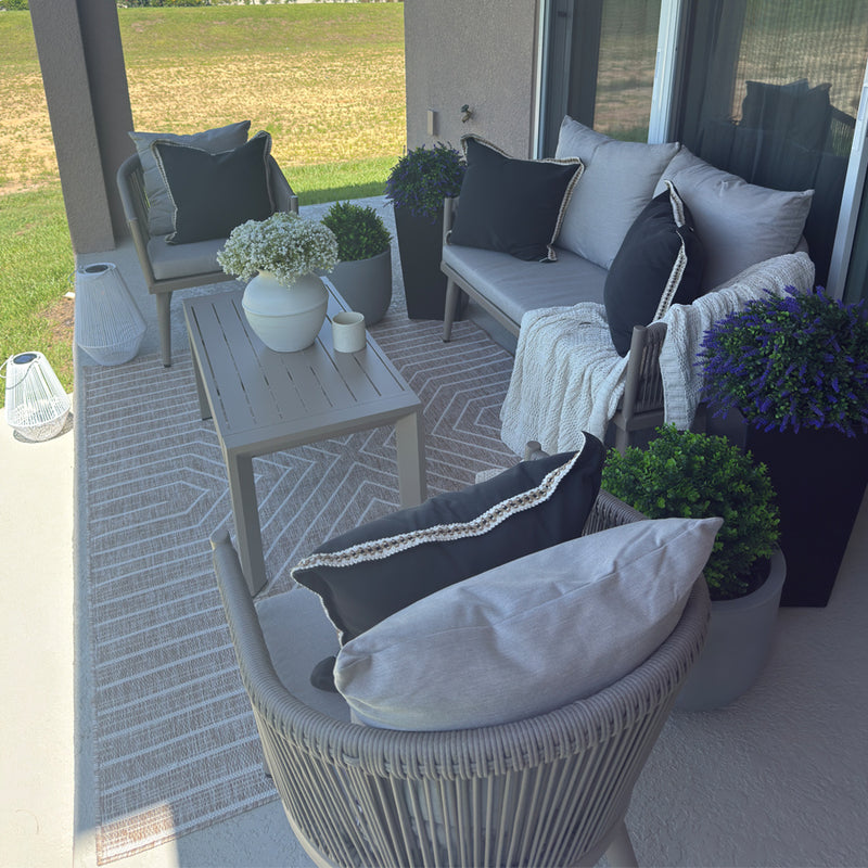 PURPLE LEAF Liviah 4-Piece Patio Conversation Set with Wicker Chairs and Cushions Sofa for Garden