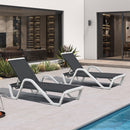 PURPLE LEAF Patio Chaise Lounge Plastic Pool Outdoor Lounge Chair with Aluminum Frame Stackable Patio Tanning Chairs for Poolside Sunbathing Beach Deck Yard