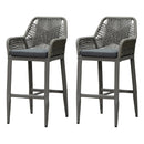 PURPLE LEAF Modern Bar Stools Set of 2, Aluminum Bar Stool with Cushion for Indoor and Outdoor, Kitchen Island